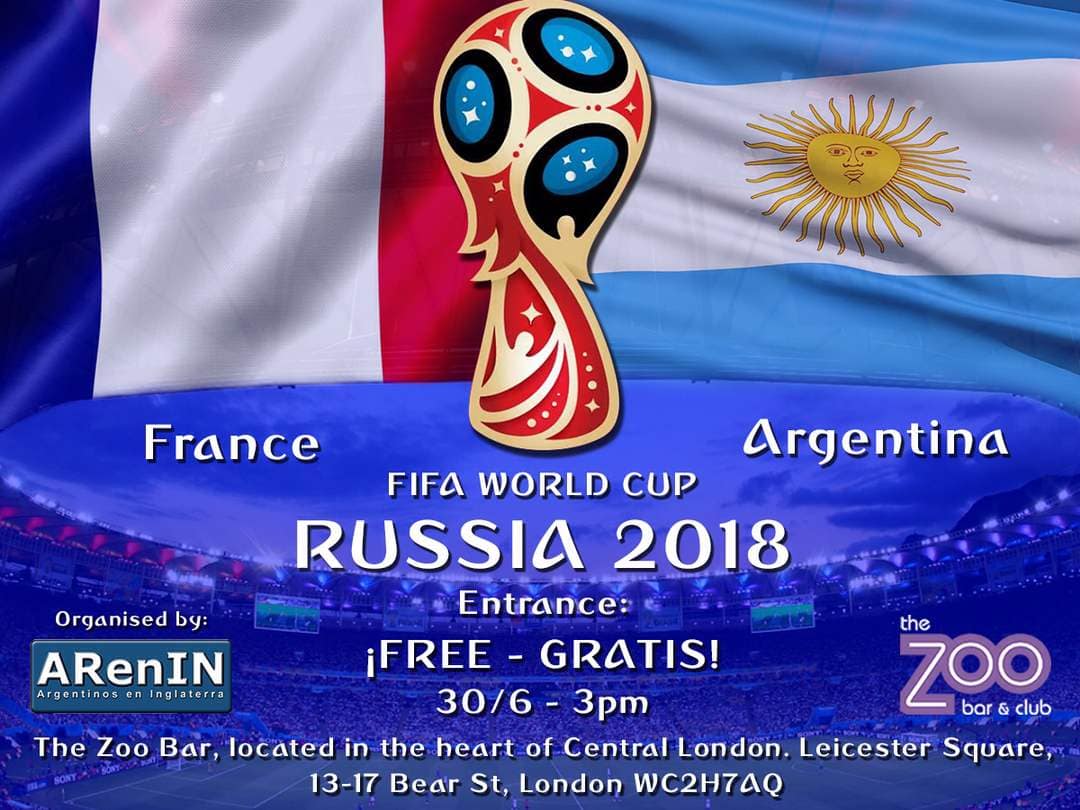 Mundial 2018: Los ARgentinos en INglaterra se vuelven a juntar en el Zoo Bar de Leicester Square