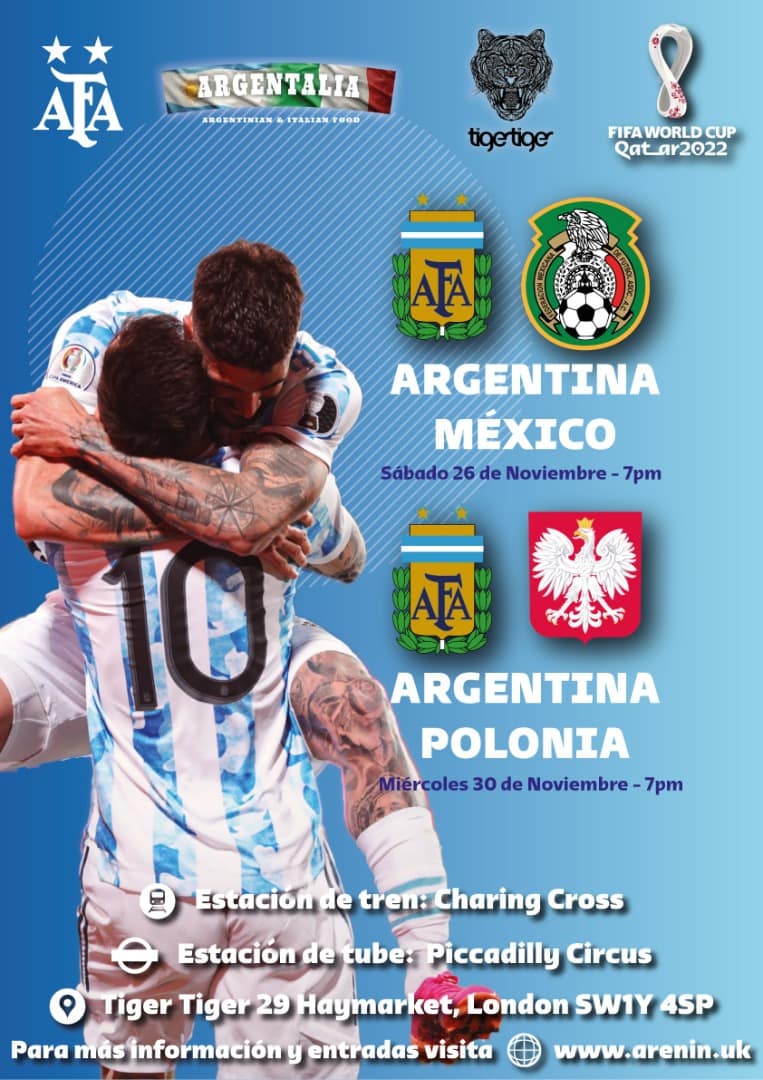 Los argentinos en Londres se juntarán en Tiger Tiger para ver los partidos del mundial