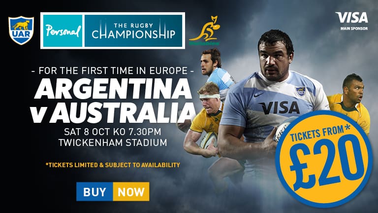 Rugby Championship: Argentina Vs Australia – Descuento especial del 25% para ARenIN