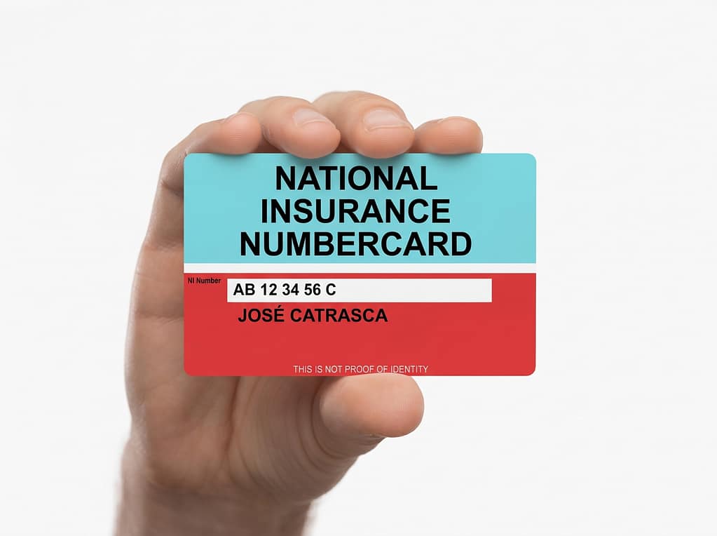 Tarjeta del número de National Insurance (NI number) del Reino Unido